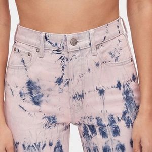 GAP High Rise Cheeky Straight Pink and Blue Jeans